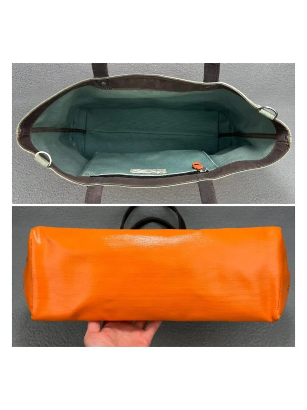 Jack Spade Tote Bag Green Orange Dipped Industrial Canvas Coal Utility Shoulder